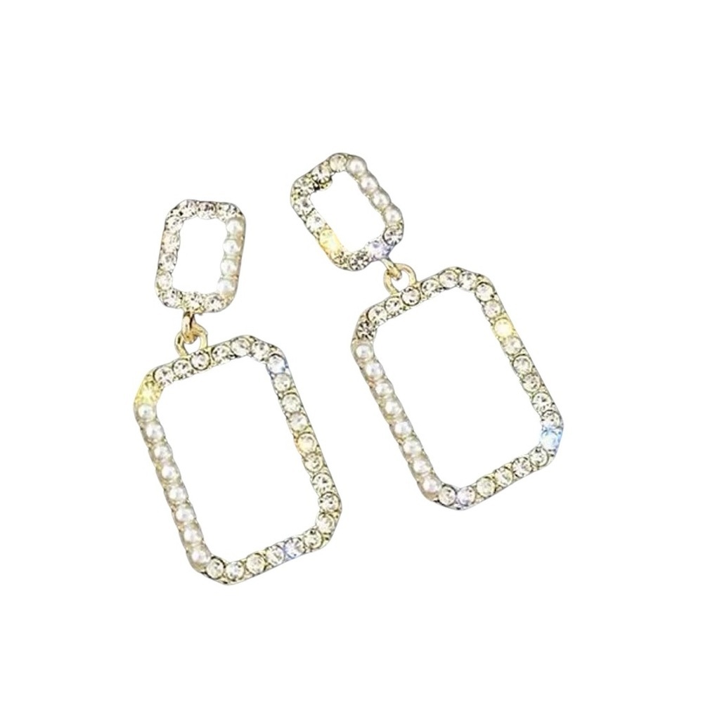 Tuckernuck Square Pearl and Crystal Drop Earrings - Picture 5 of 7